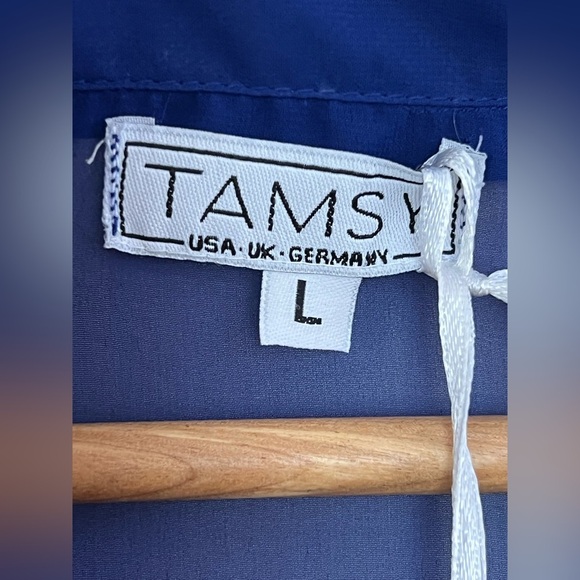 Tamsy Womens Blue Cover Up Shirt Dress Large Beachwear Button Up Billowy Sheer - Picture 7 of 17